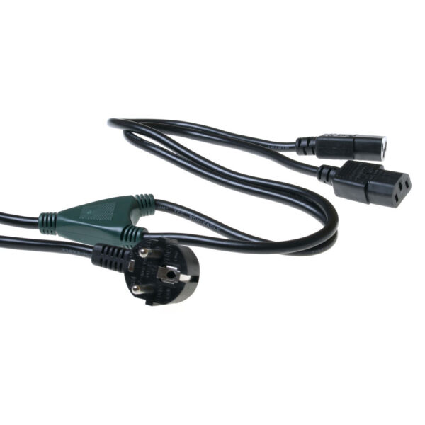 ACT AK5055 230V Stroom Splitkabel CEE7/7 Male (Haaks)/2x C13 - 1,2 meter